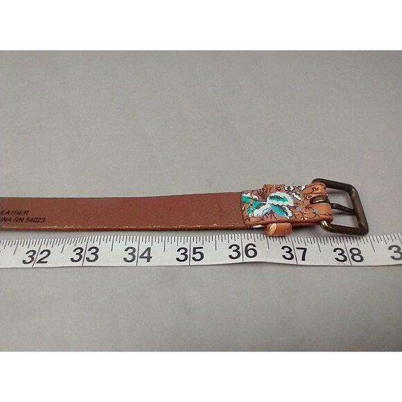 GAP Leather Floral Belt Skinny Brown Size XS womens - Picture 4 of 7